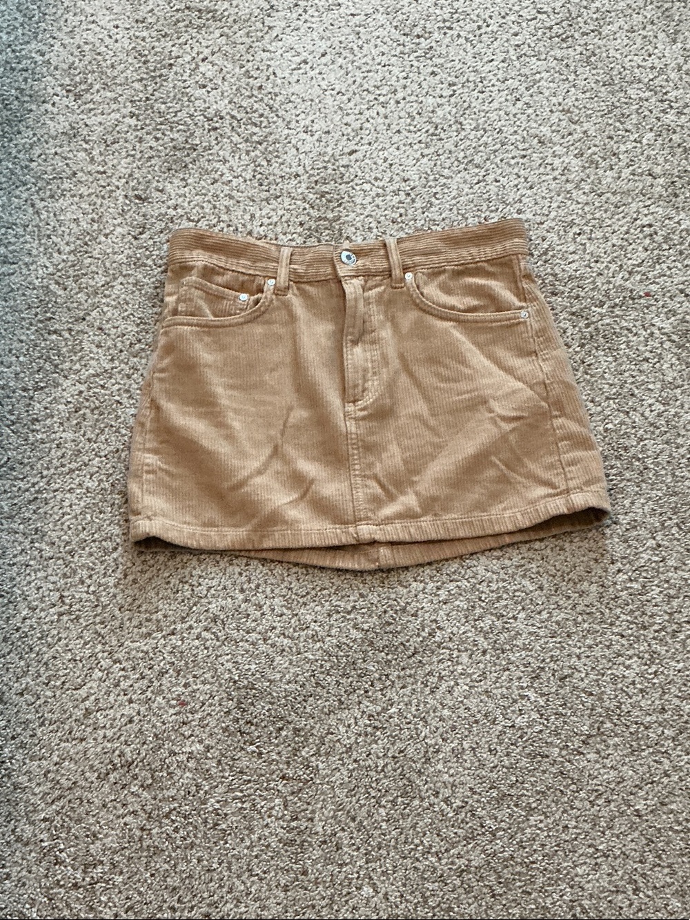 Corduroy Mini Skirt in Tan